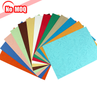 NO MOQ fancy a4 size color embossed cover Leather Grain Paper for binding book